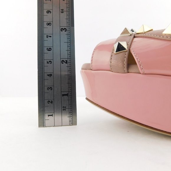 VALENTINO Rockstud Baby Pink Patent Leather Platform Peep Toe Heel Pumps 36.5 - Picture 9 of 9